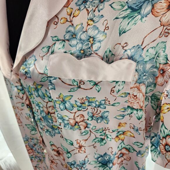 Vintage Satin Nightgown Lauren Alexandra Intimates Floral Pearl Sleep Shirt Vtg - Picture 4 of 12